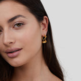 Geometric Wave Gold Hoop Earrings