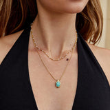 Gold Aquamarine Pendant Necklace