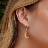 Gold Crystal Moon & Star Earrings