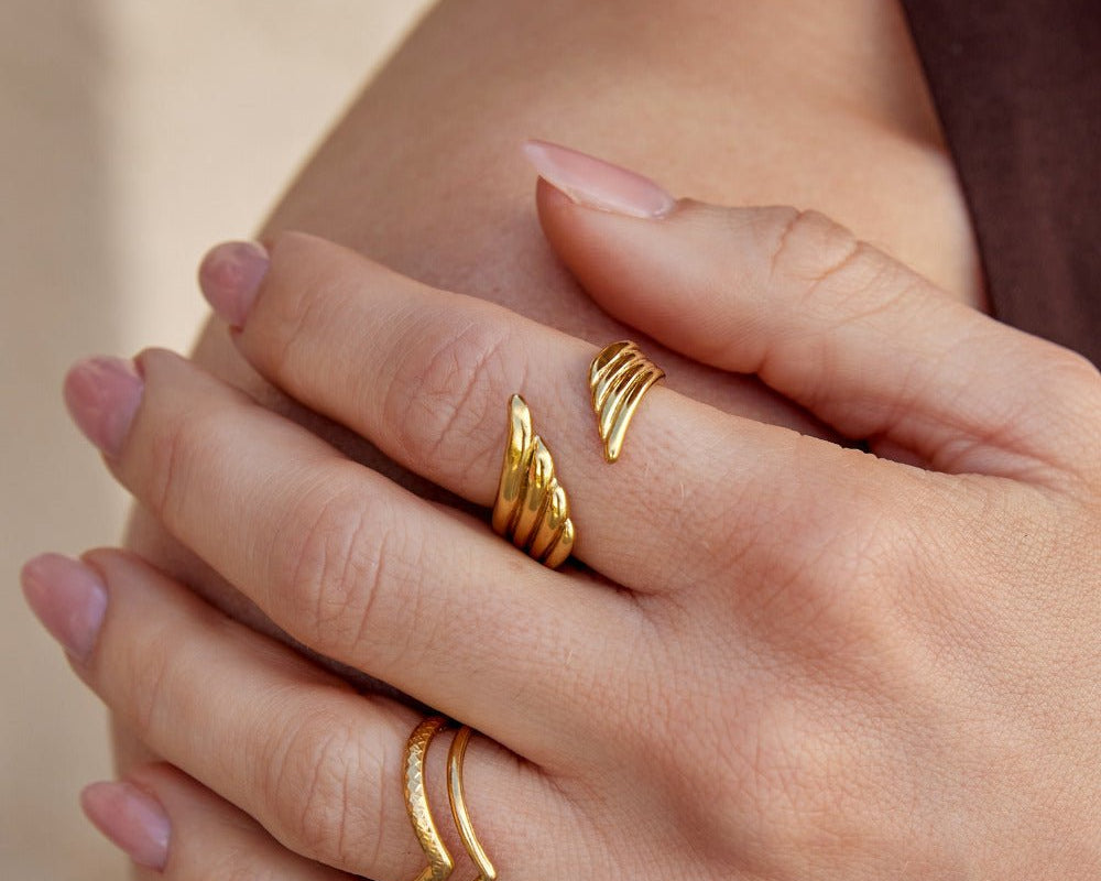 Golden Angel Wing Wrap Ring