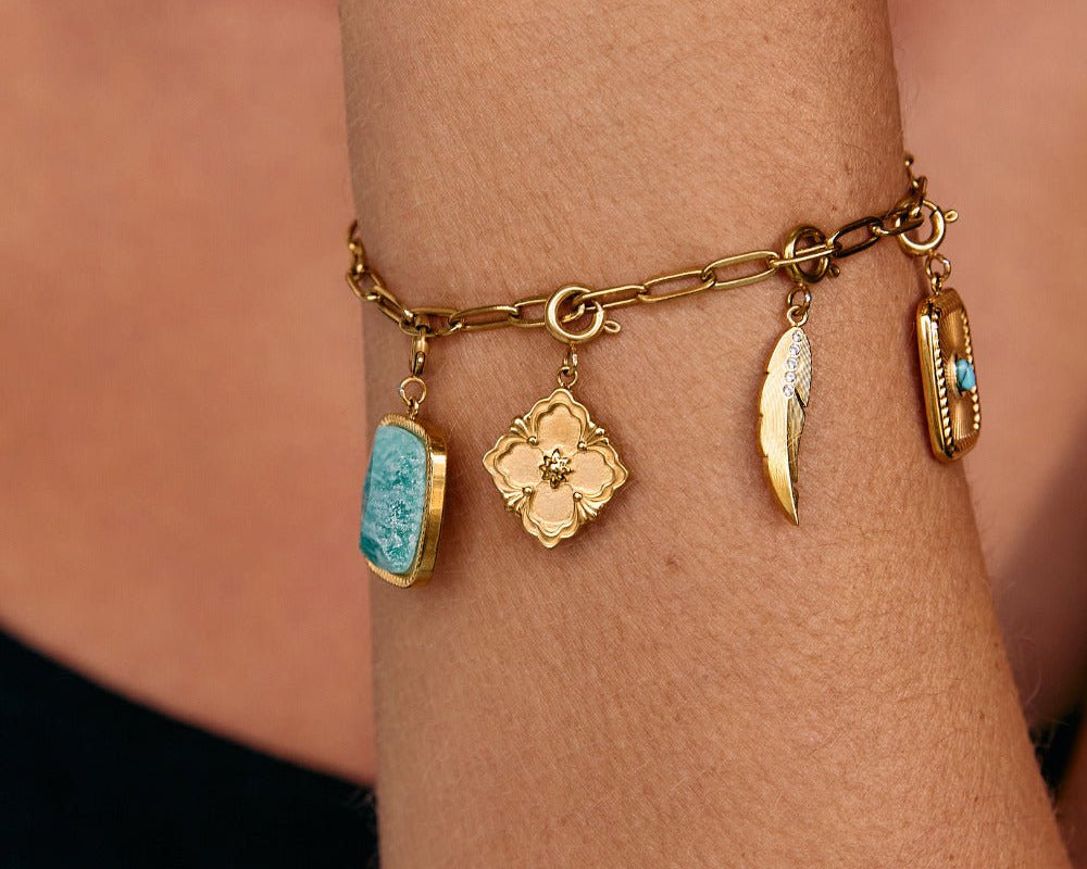 Golden Clover Leaf Charm