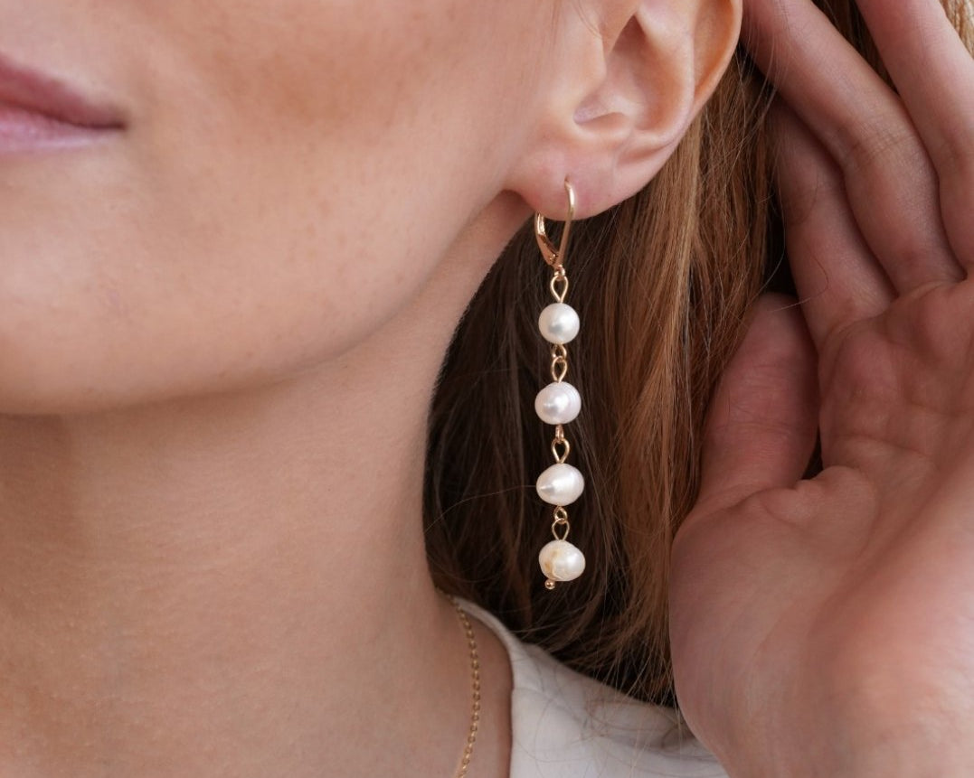 Golden Freshwater Pearl Earrings