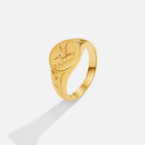 Golden Hummingbird Signet Ring