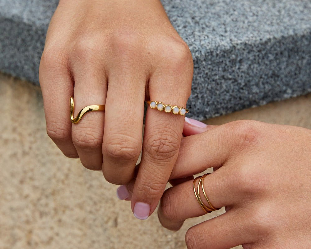 Golden Moonstone Eternity Ring