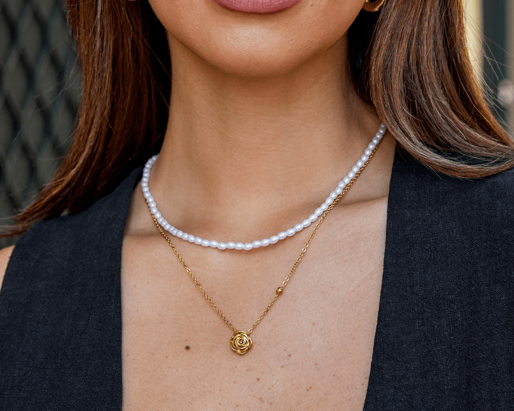 Golden Rose Pendant Necklace