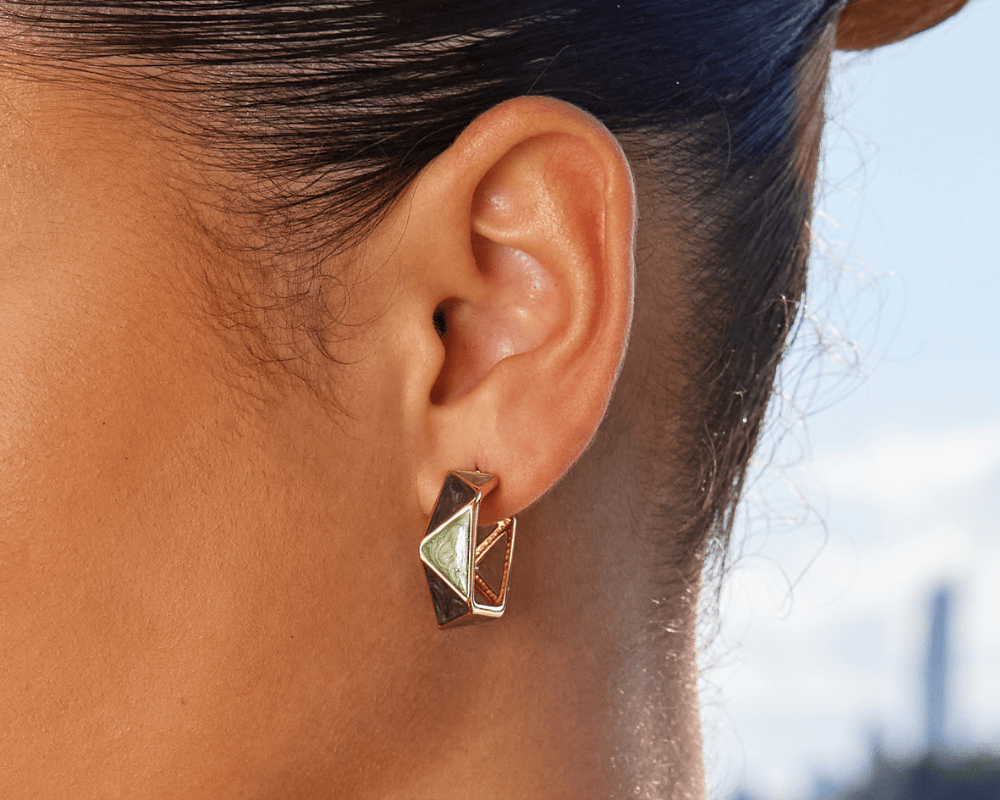 Green Atlantis Hoop Earrings