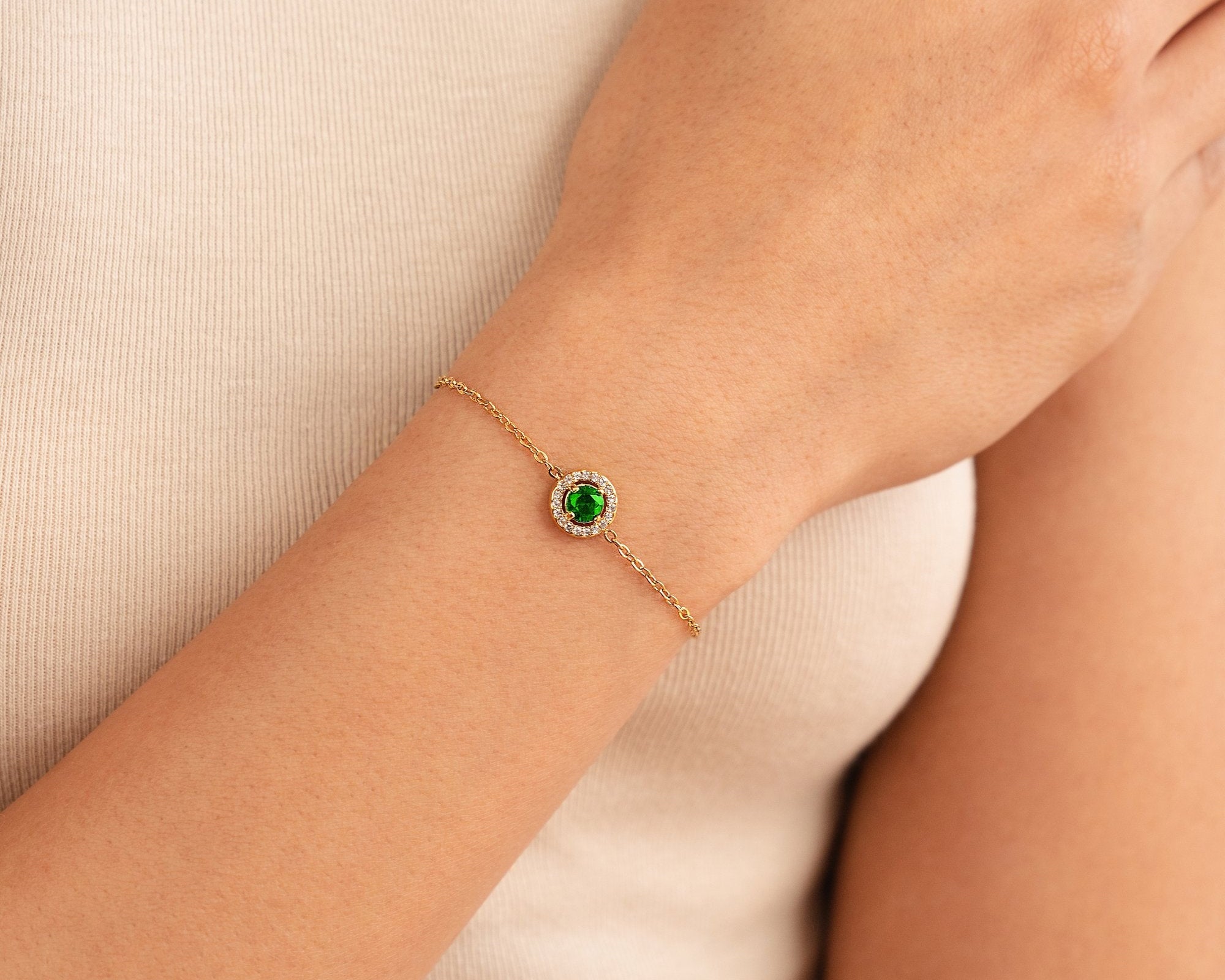 Green Emerald Crystal Bracelet