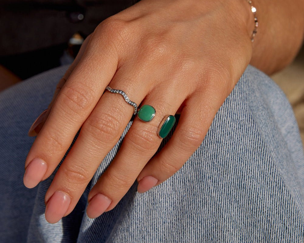 Green Willow Silver Wrap Ring