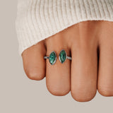 Silver Jade Green Wrap Ring