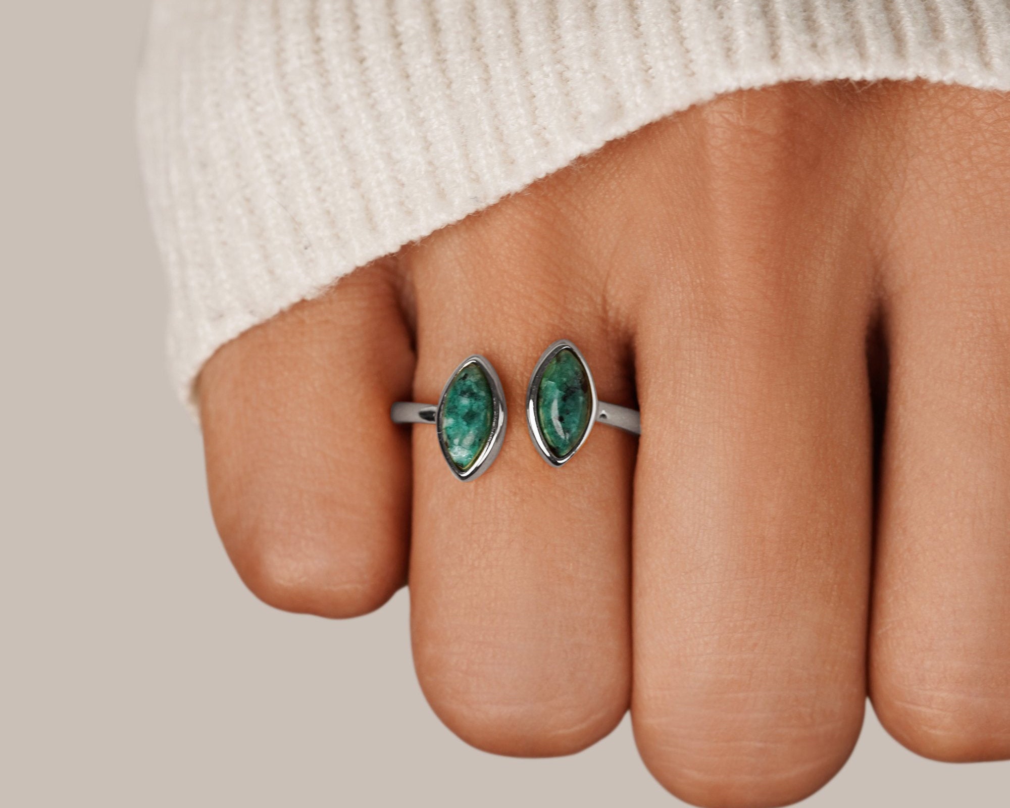 Silver Jade Green Wrap Ring