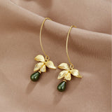 Jade Pearl & Petal Drop Earrings