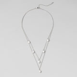 Kayla Pearl Drop Layered Silver Necklace