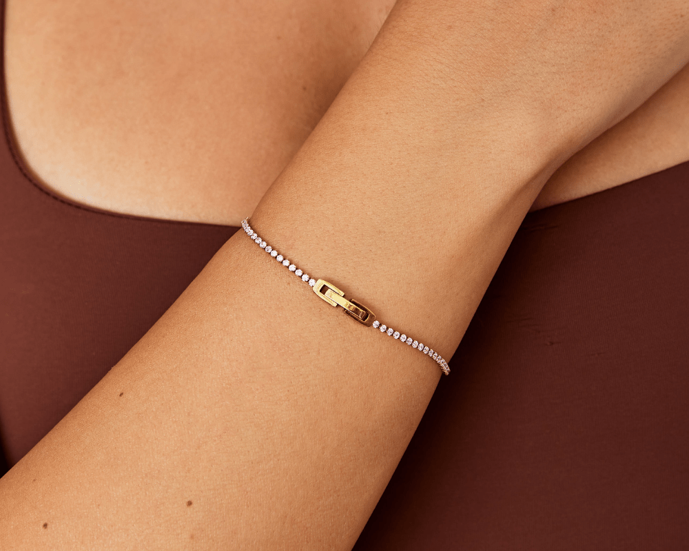 Kiera Gold Pink Crystal Bracelet