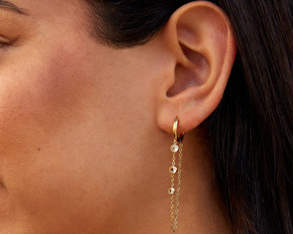 Kira Crystal Drop Hoop Earrings