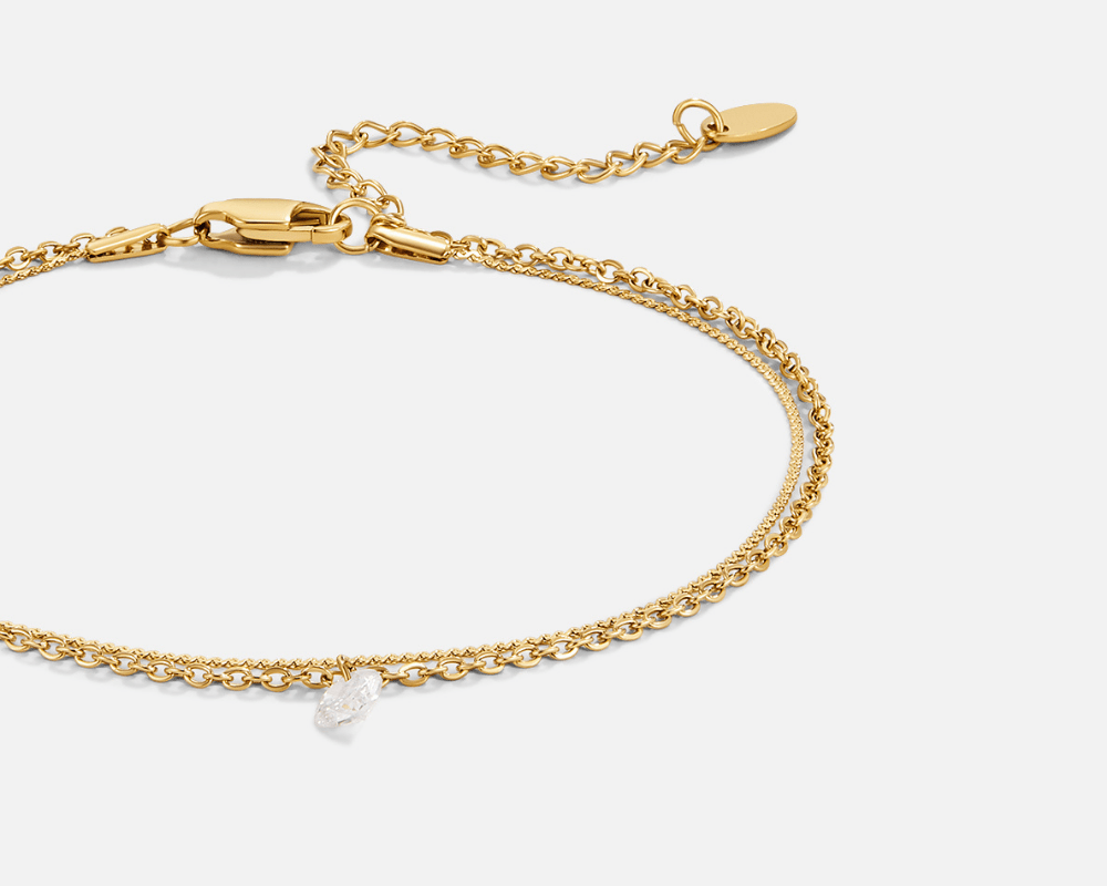 Layered Dainty Crystal Anklet