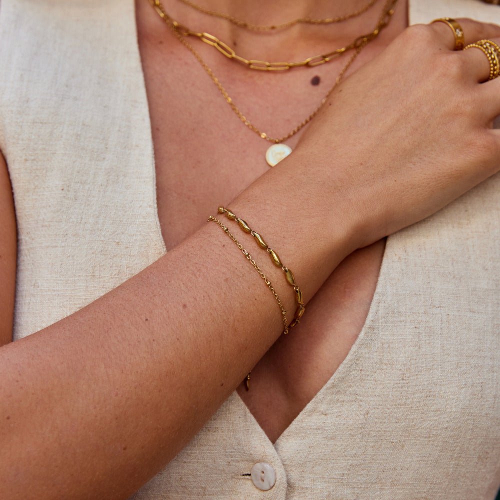 Layered Gold Wave Bracelet