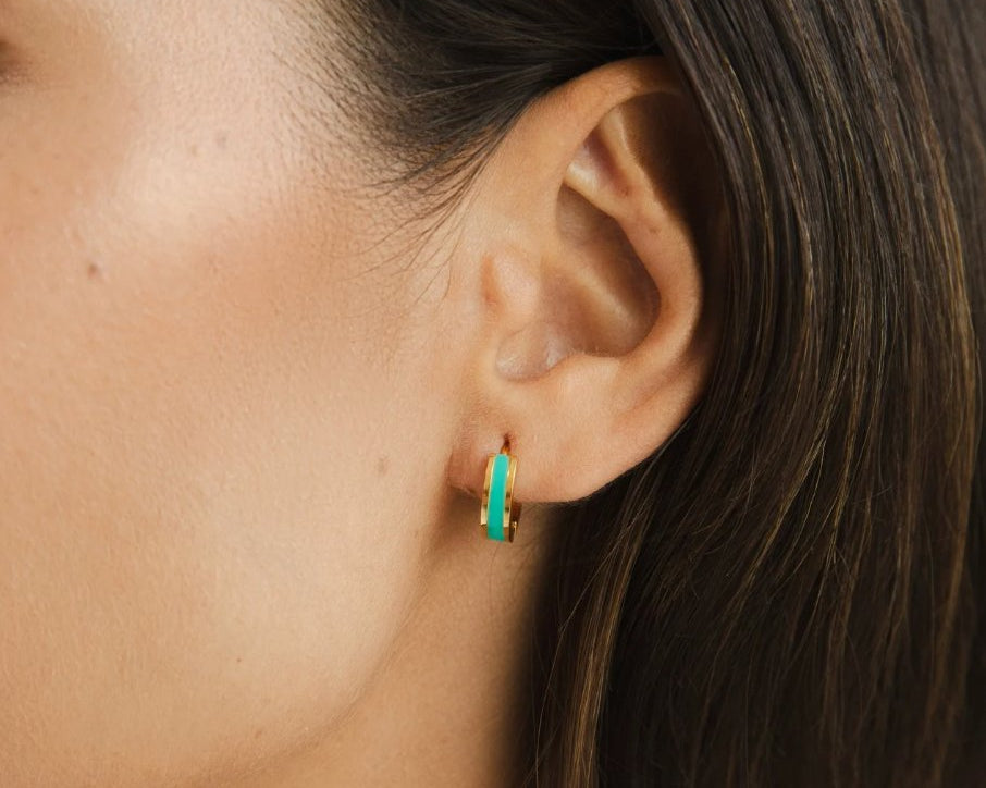 Leigh Teal Hoop Earrings