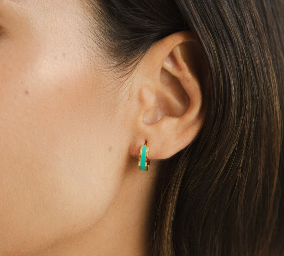 Leigh Teal Hoop Earrings