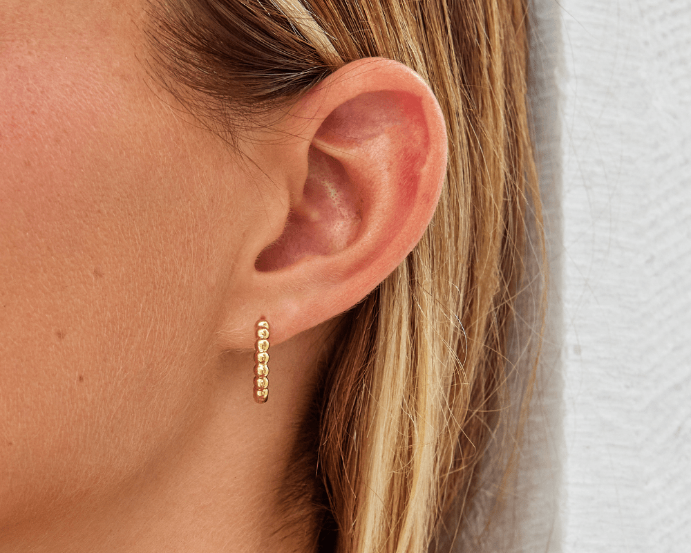 Leona Gold Bead Hoop Earrings