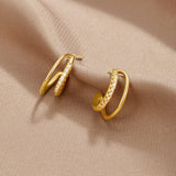 Leyla Crystal Double Hoop Earrings