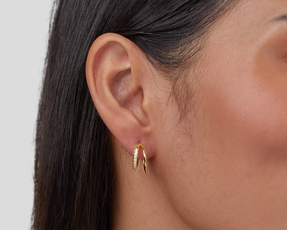 Leyla Crystal Double Hoop Earrings