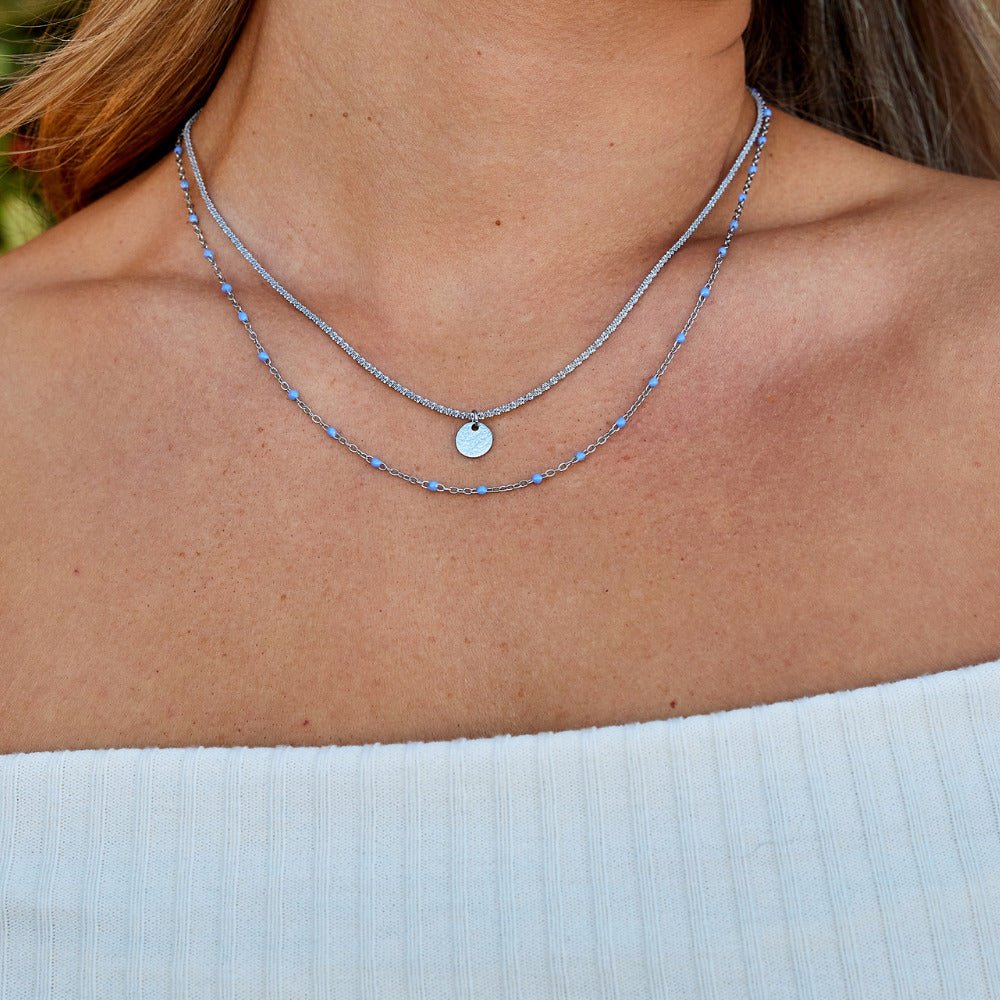 Lia Layered Silver Coin Bead Necklace