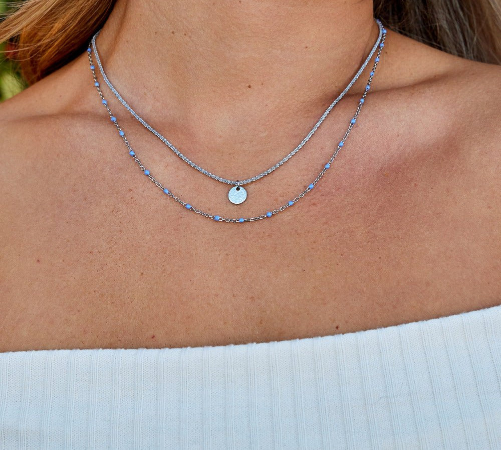 Lia Layered Silver Coin Bead Necklace