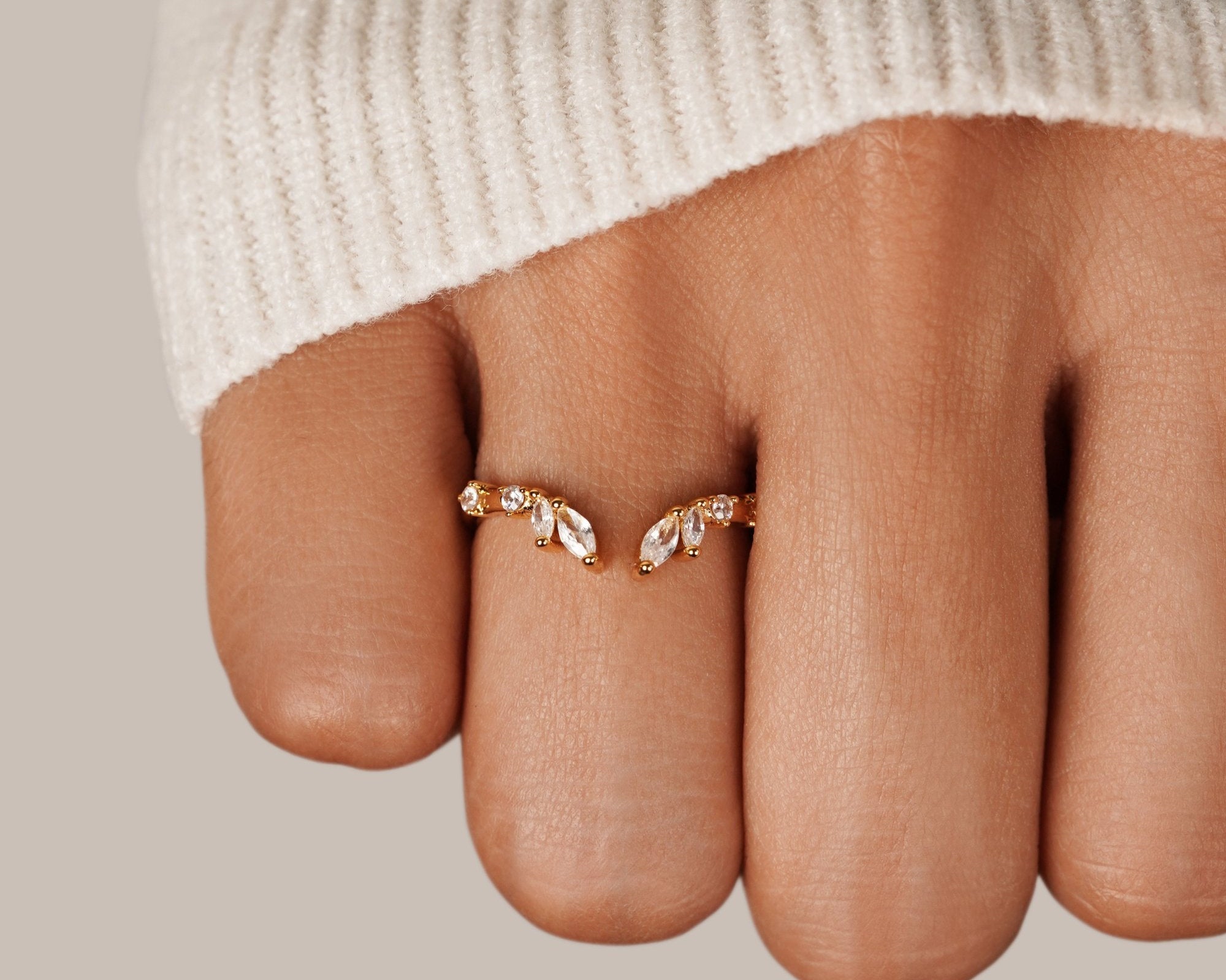 Lily Crystal Gold Vine Ring