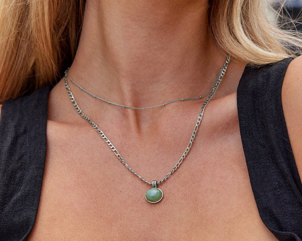Liza Jade Pendant Silver Necklace
