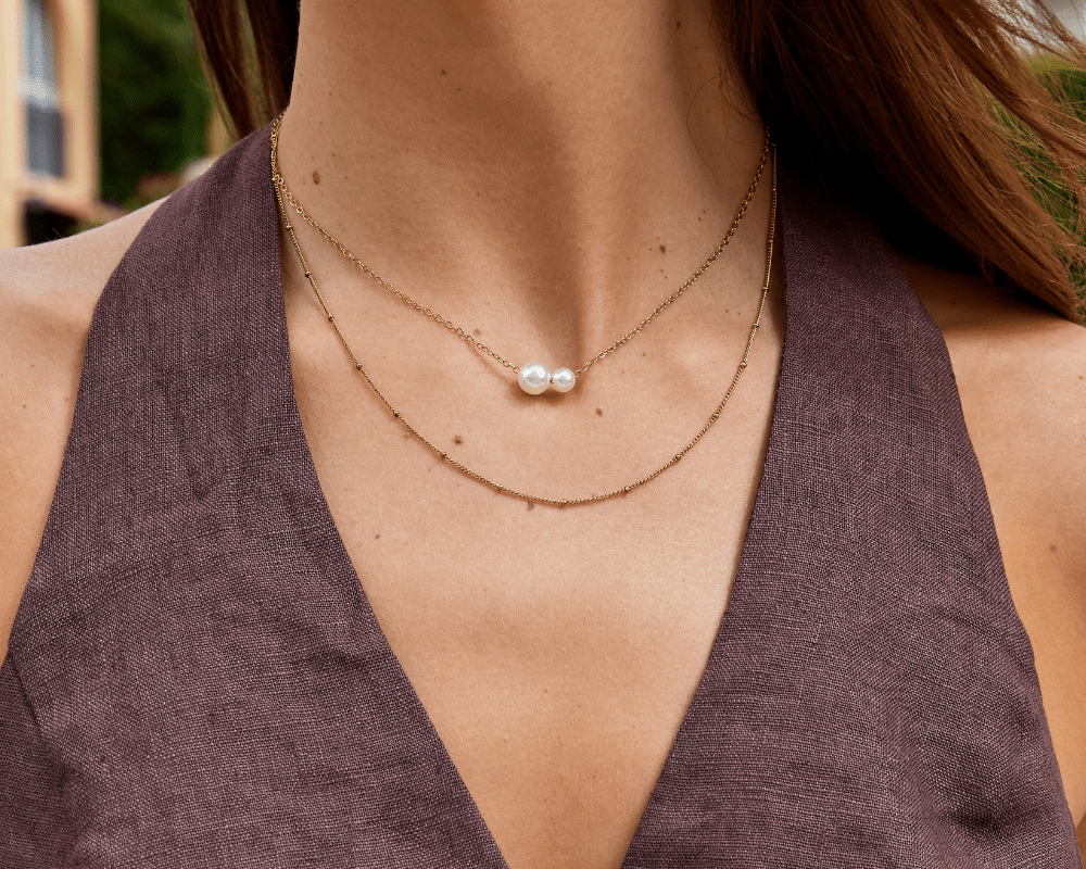 Louise Double Pearl Pendant Necklace