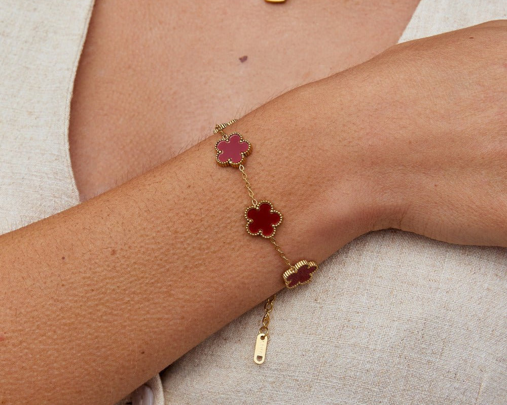 Lucky Red Clover Leaf Bracelet