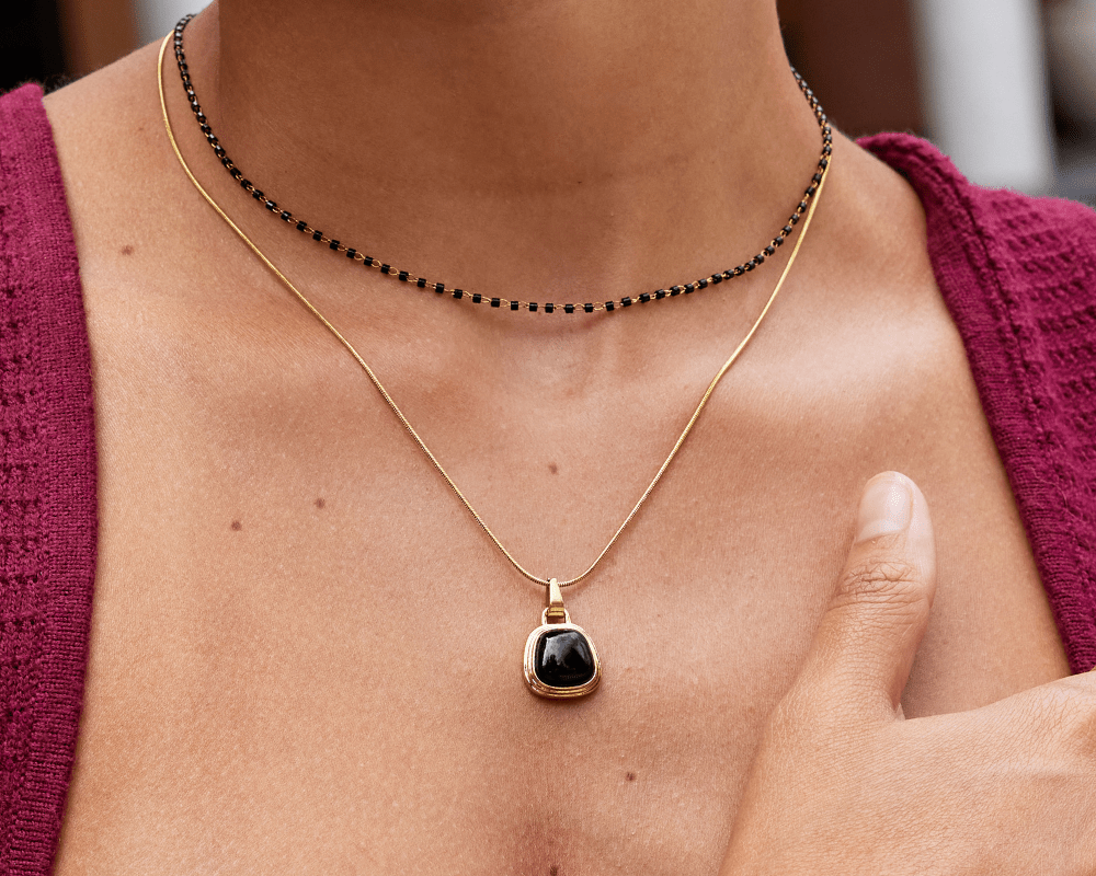 Maisie Black Bead Necklace