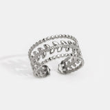 Marissa Layered Silver Leaf Ring