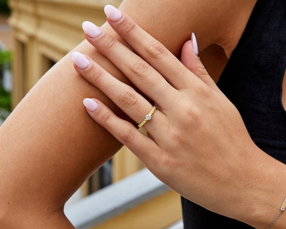 Milan Twisted Gold Crystal Ring