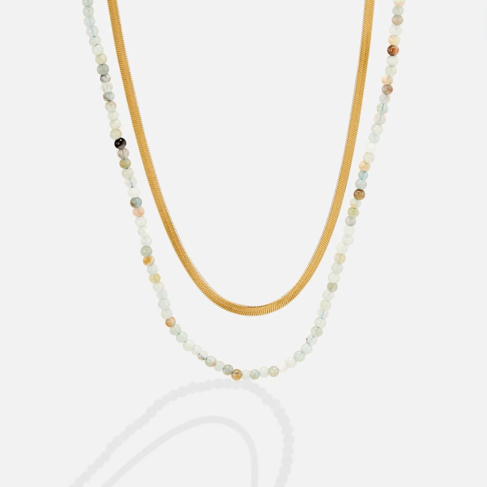 Neesa Stone Beads Layered Necklace