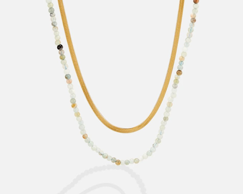 Neesa Stone Beads Layered Necklace