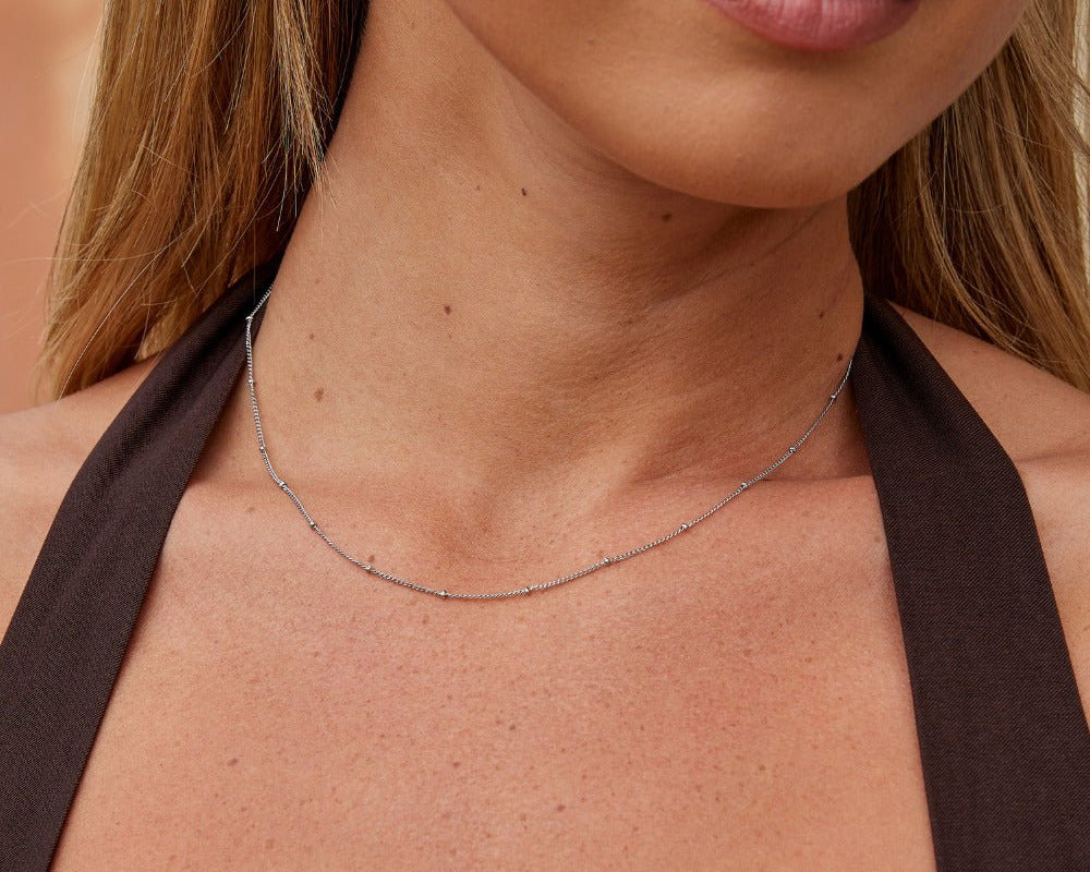 Niyah Bead Silver Chain Necklace