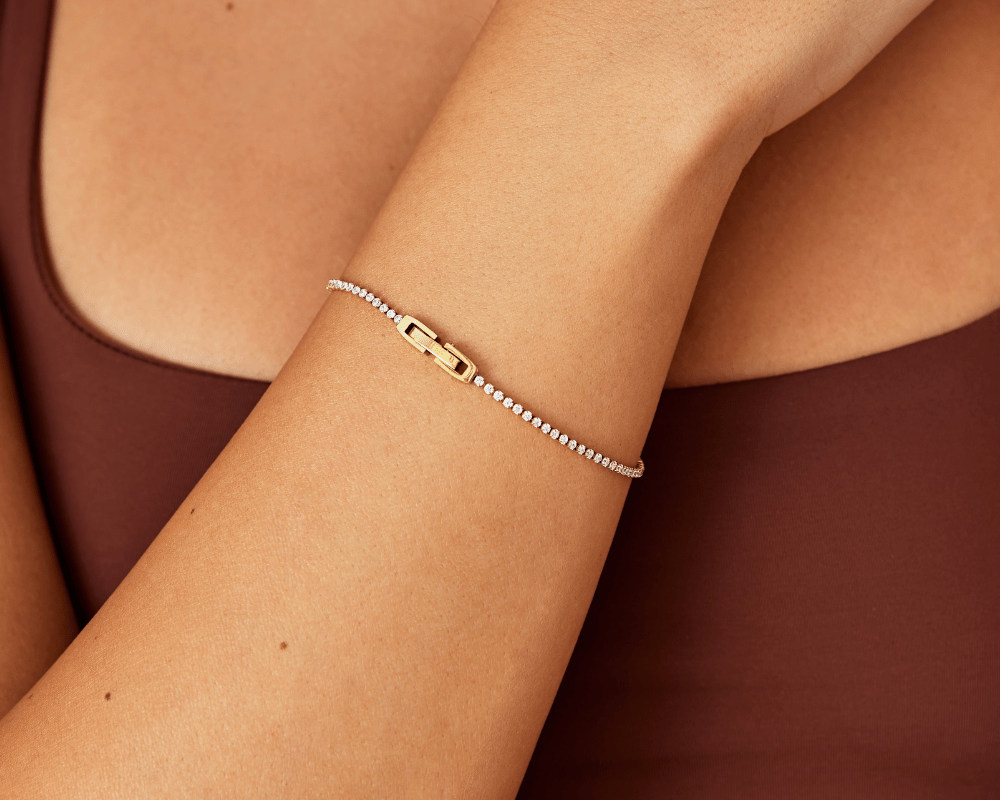 Niyah White Crystal Gold Bracelet