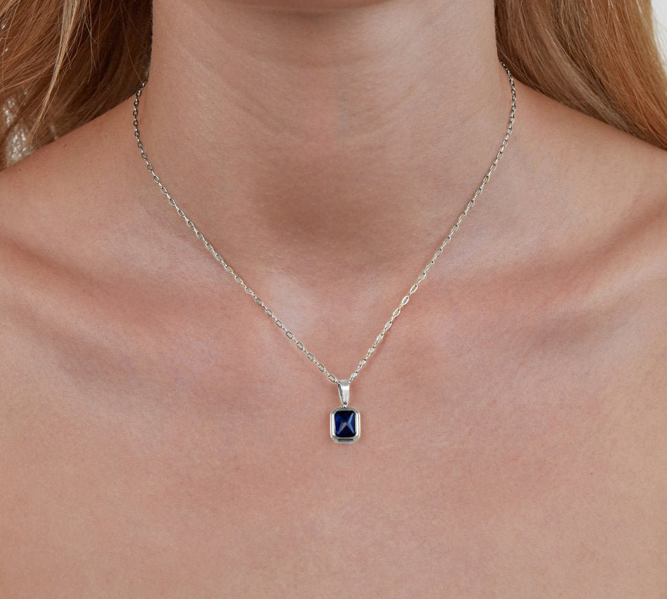 Ocean Blue Pendant Silver Necklace