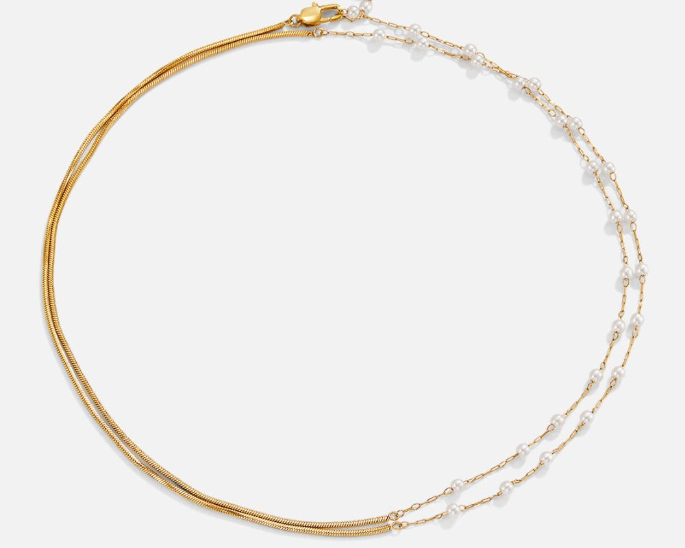 Pearl & Gold Long Chain Necklace
