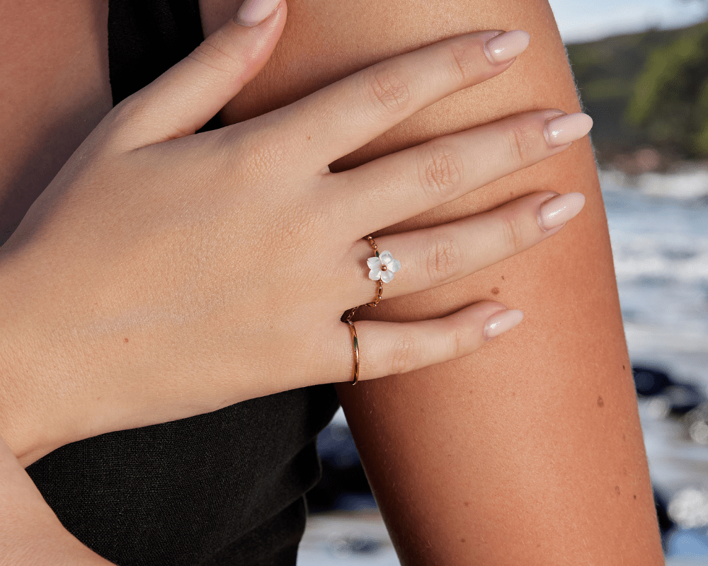 Pearl White Blossom Flower Ring