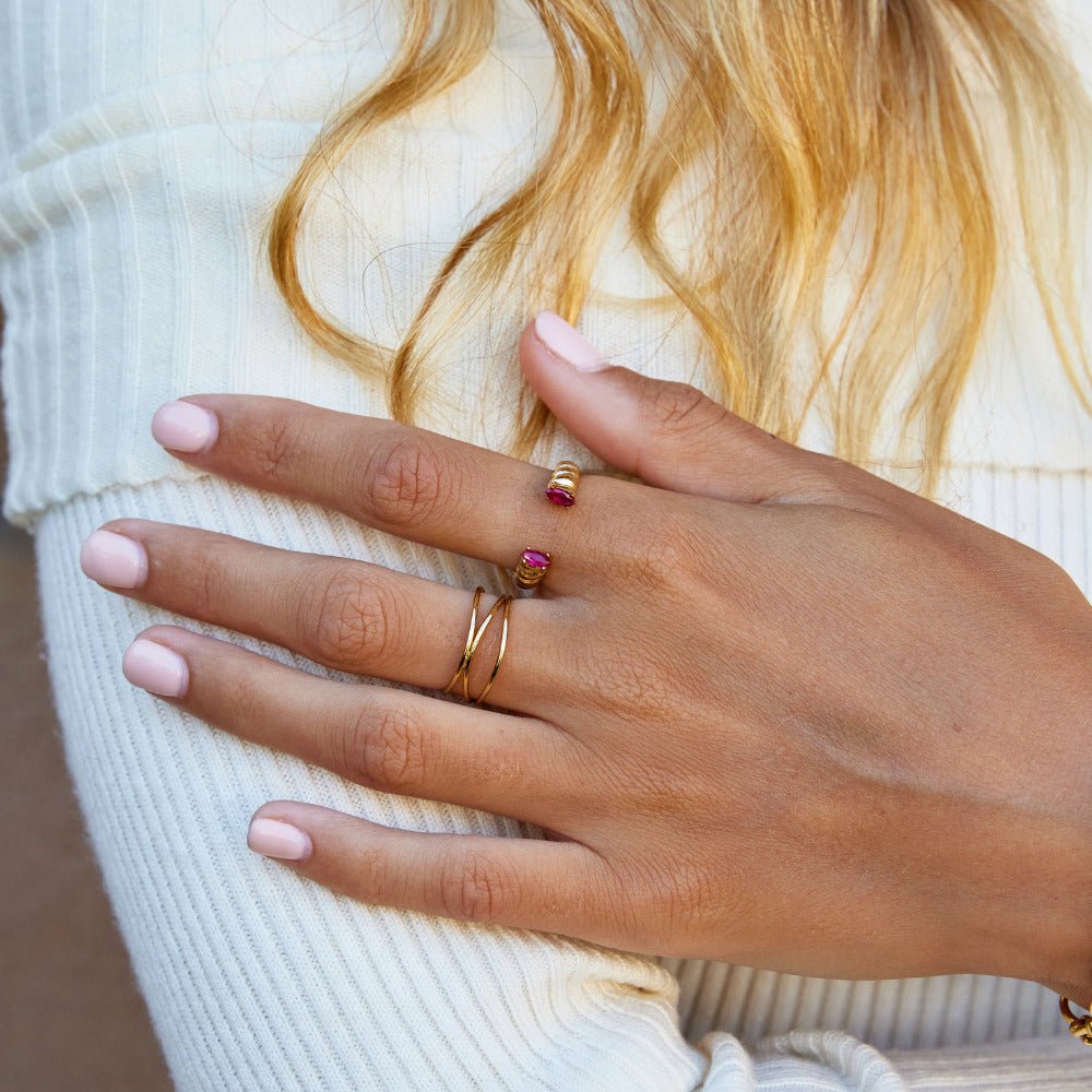 Pink Crystal Cuff Ring