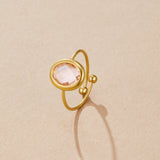 Pink Rose Crystal Gold Ring