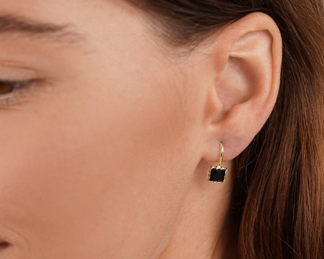 Piper Black Crystal Drop Earrings