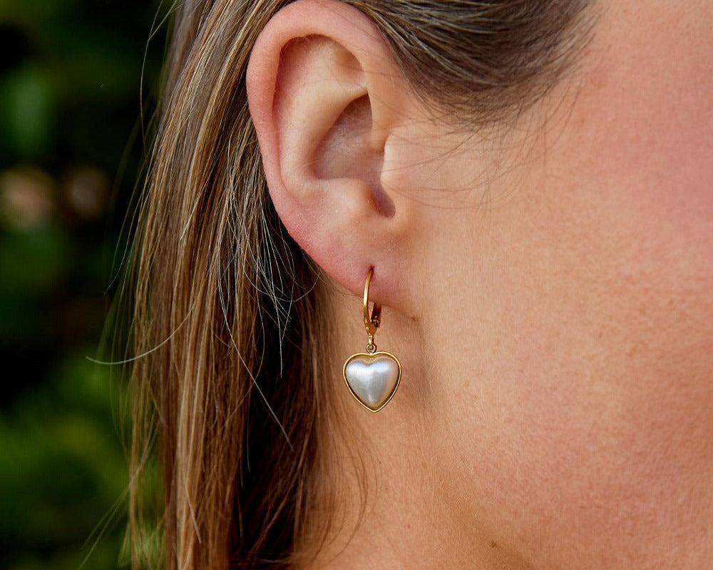'Pure Heart' Pearl Hoop Earrings