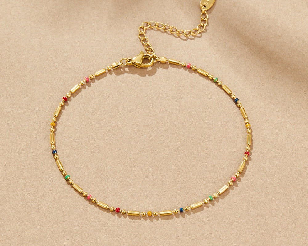 Rainbow Bead Anklet