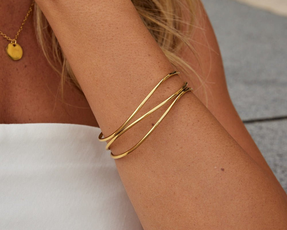 Sabrina Gold Layered Bangle