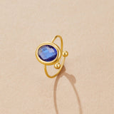 Sapphire Blue Crystal Gold Ring