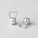 Silver Dumbbell Hoop Earrings
