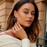 Silver Dumbbell Hoop Earrings